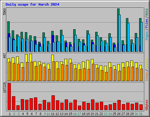 Daily usage for March 2024