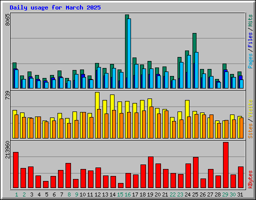 Daily usage for March 2025