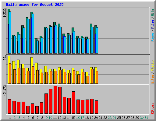 Daily usage for August 2025